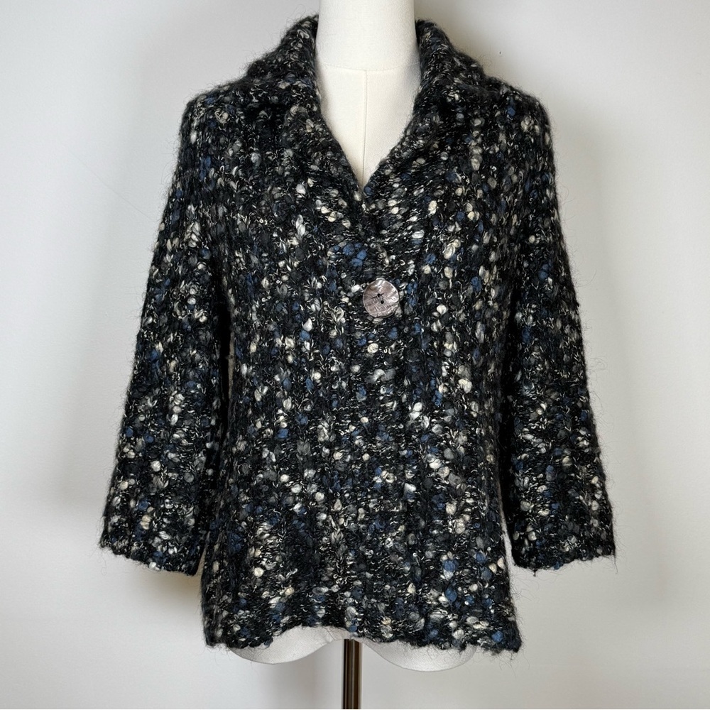 Susan Bristol Boucle Cardigan Jacket Wool Alpaca Mohair Blend Soft Size Medium